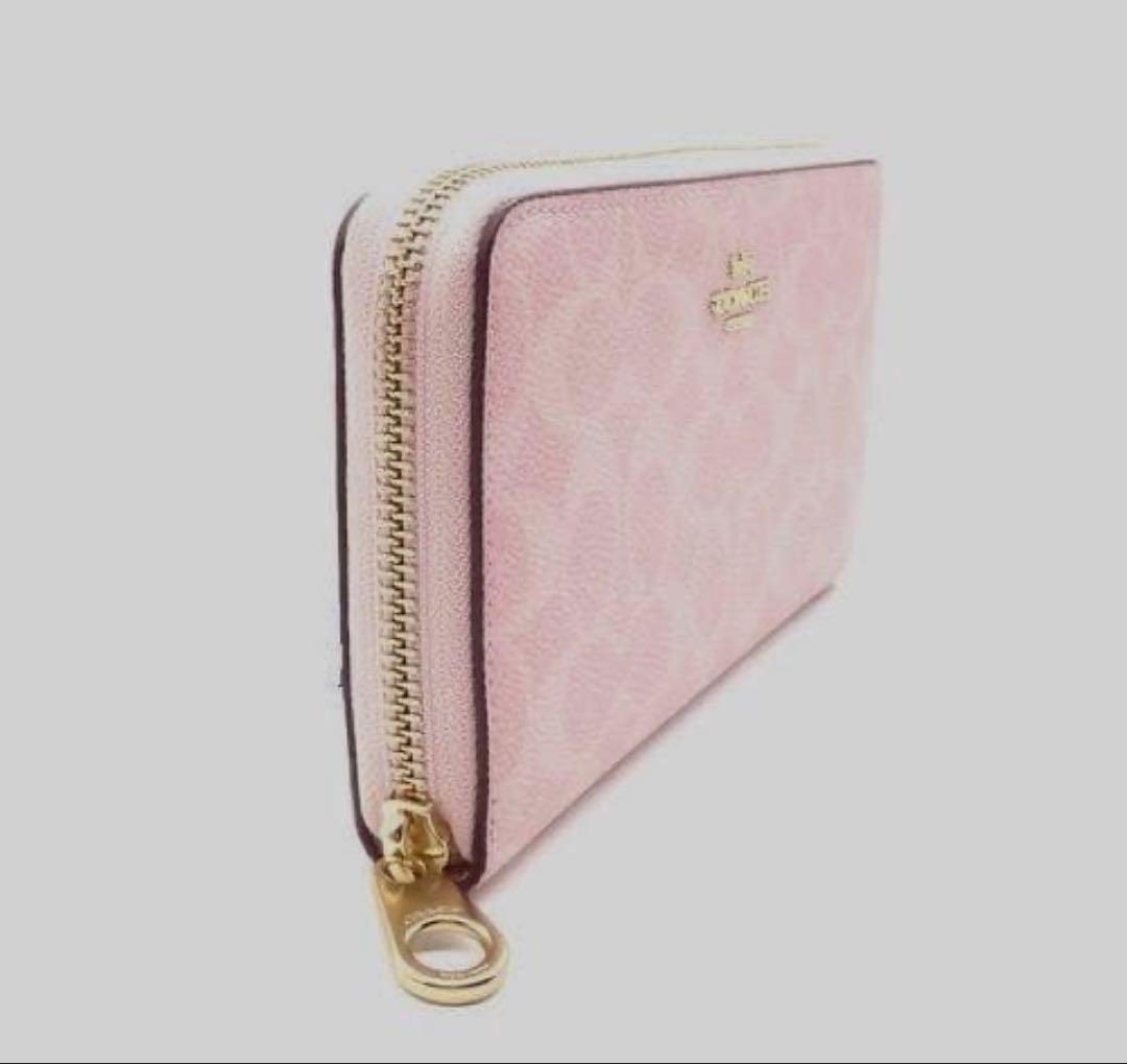 COACH コーチシグネチャーレザーラウンドファスナー長財布