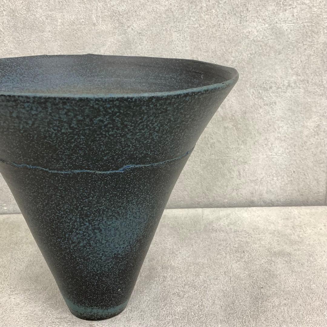 花器 延美 高さ約20cm 池坊 灰青色 生花 立花 華道 フラワーベース