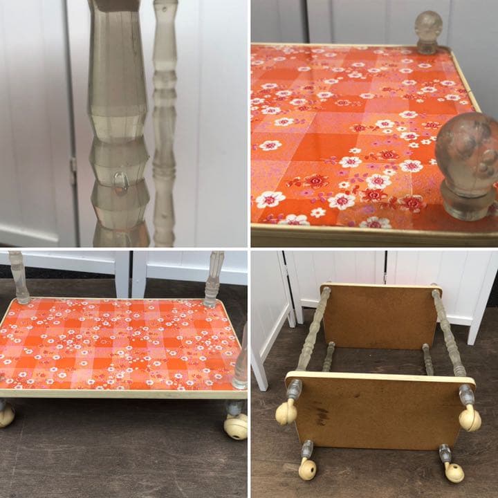 昭和レトロポップ  気泡入りの花柄ワゴン　70年台　ポップ フラワー　棚