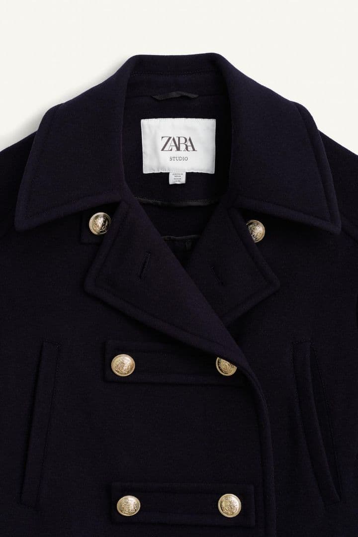 【新品タグ付き】ZARA ウールブレンドダブルブレスト仕様コート XS