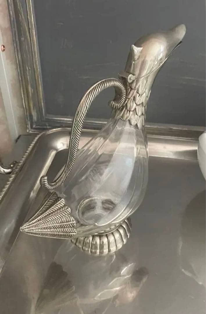 昭和ろく　 アヒル　デカンタ　水差し　フレンチアンティーク　デカン