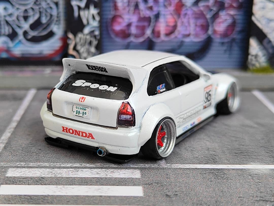 ホットウィールカスタム ホンダ シビック Ek9 環状族l 段リム☆トミカ改造