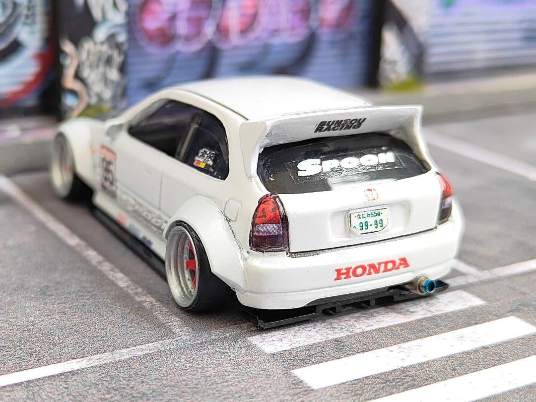 ホットウィールカスタム ホンダ シビック Ek9 環状族l 段リム☆トミカ改造