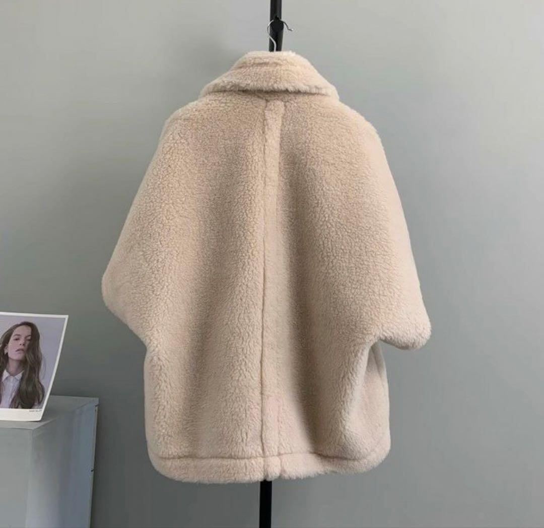 【 新品 】Lachic テディ ケープ ポンチョ コート ウール