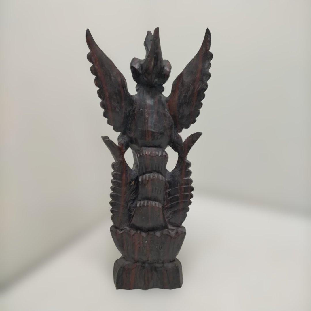翼のある女神像 木彫り 置物 彫刻像 オブジェ アジアン 260115-3T