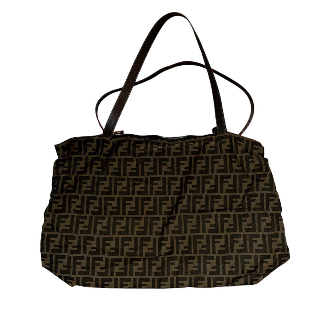 USED①フェンディFENDI☆ズッカ柄☆リバーシブルトートバッグ☆レオパード★