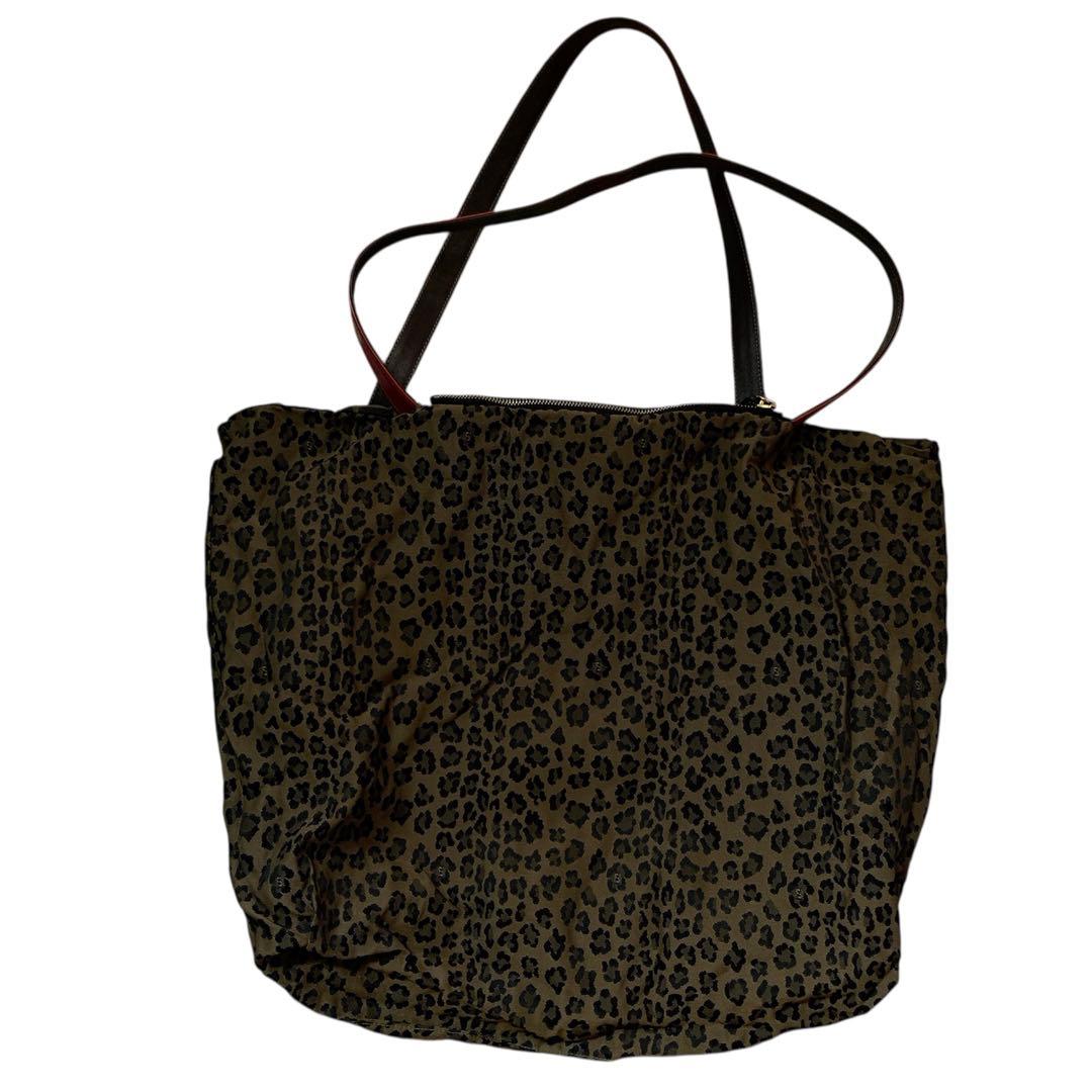 USED①フェンディFENDI☆ズッカ柄☆リバーシブルトートバッグ☆レオパード★