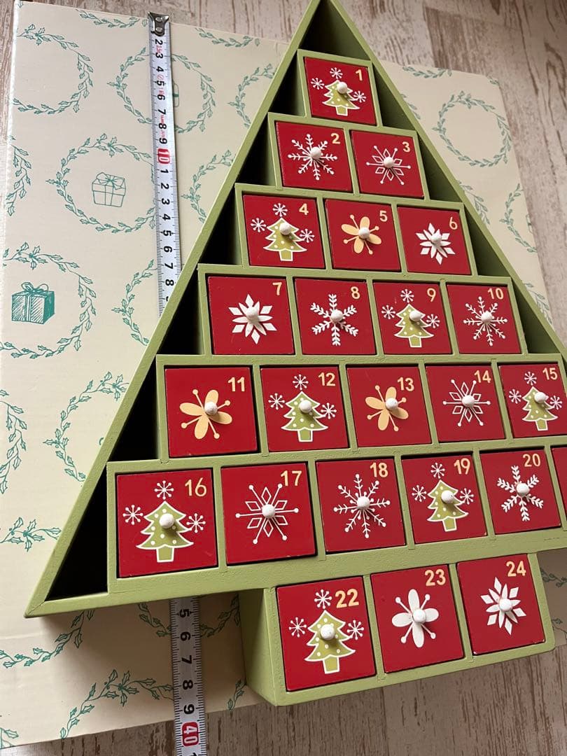 美品 クリスマス ツリー型 アドベントカレンダー 木 ウッド カレンダー お菓子