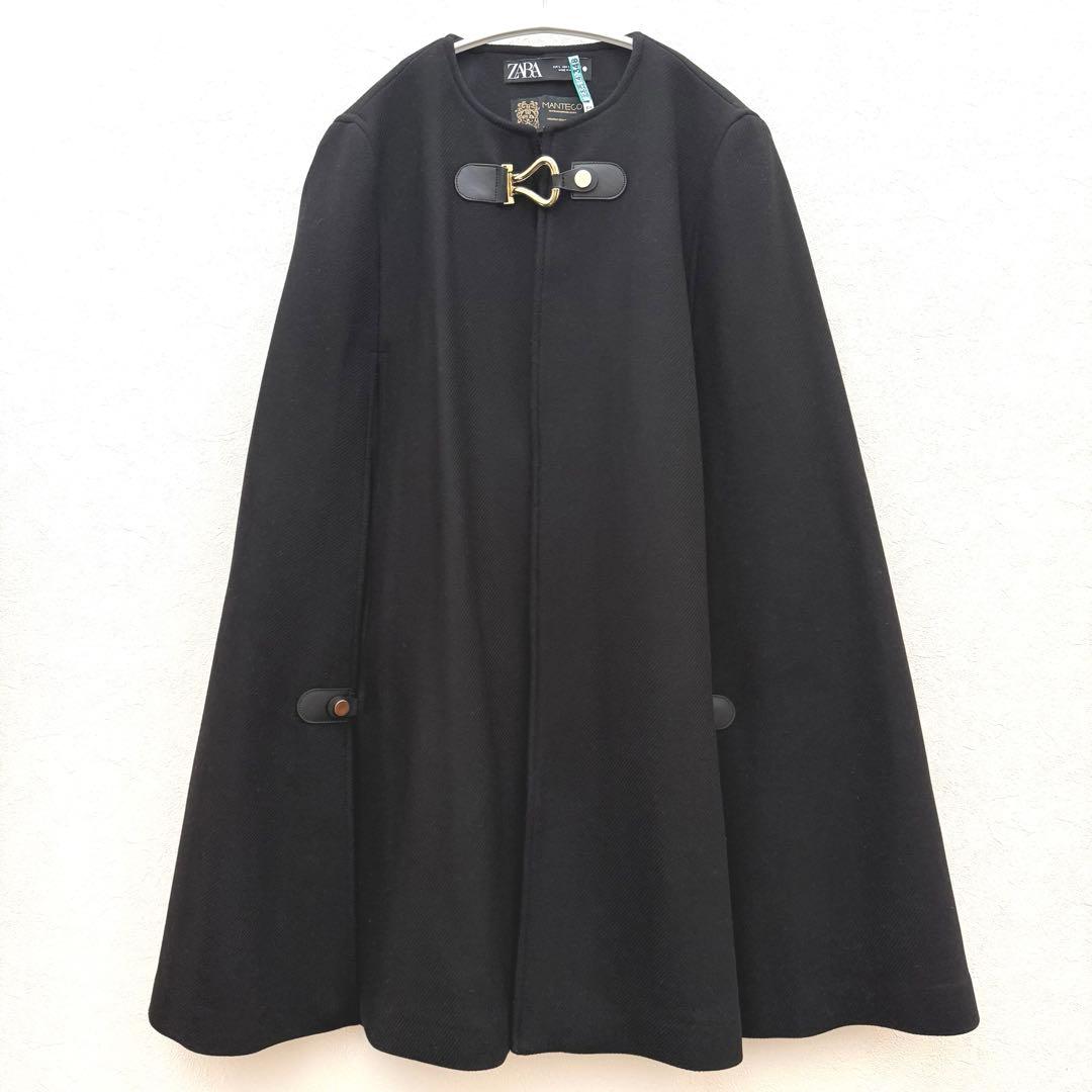 ZARA MANTECOポンチョケープコートゴールド金具即完売ブラック