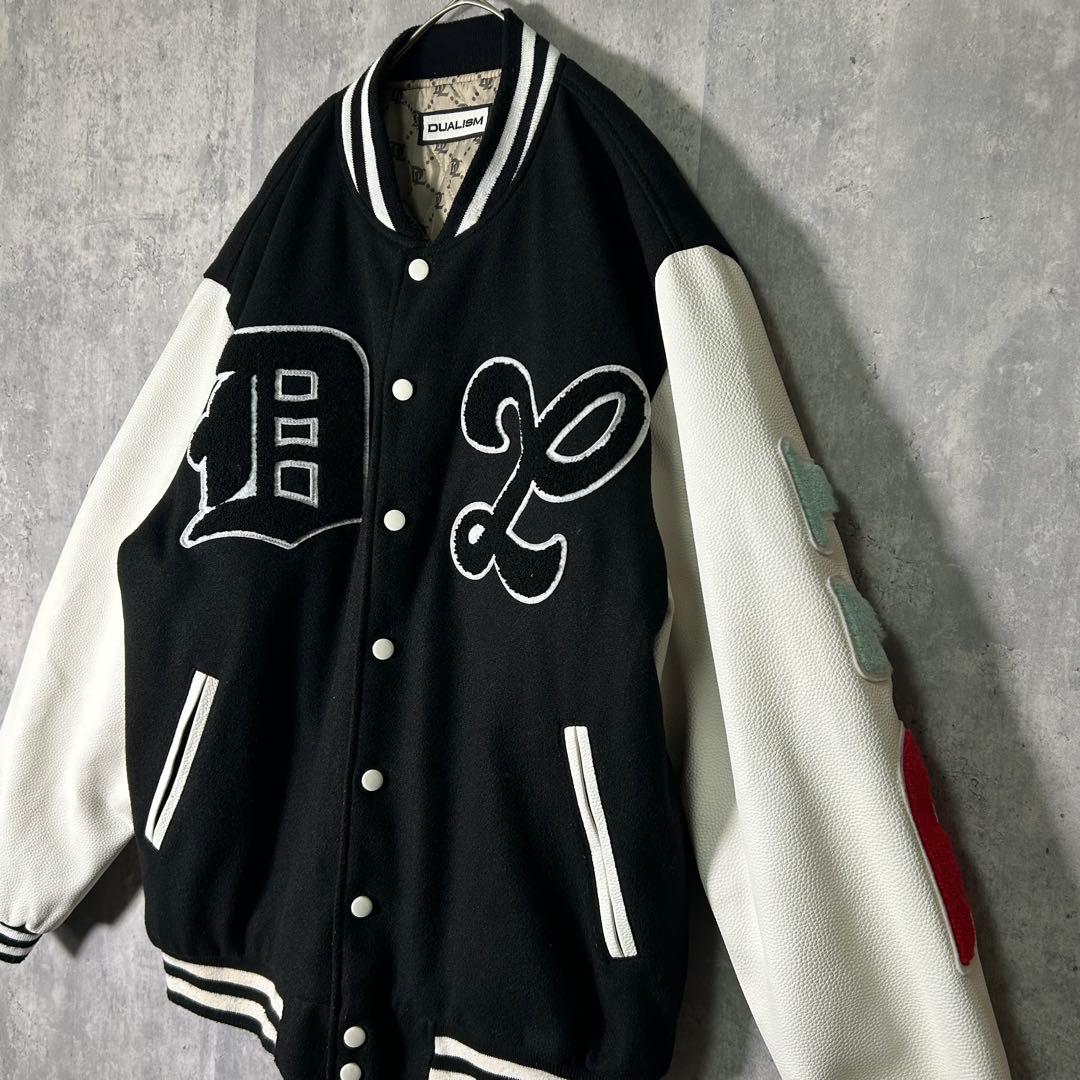 完売品 DUALISM multi font varsity jacket