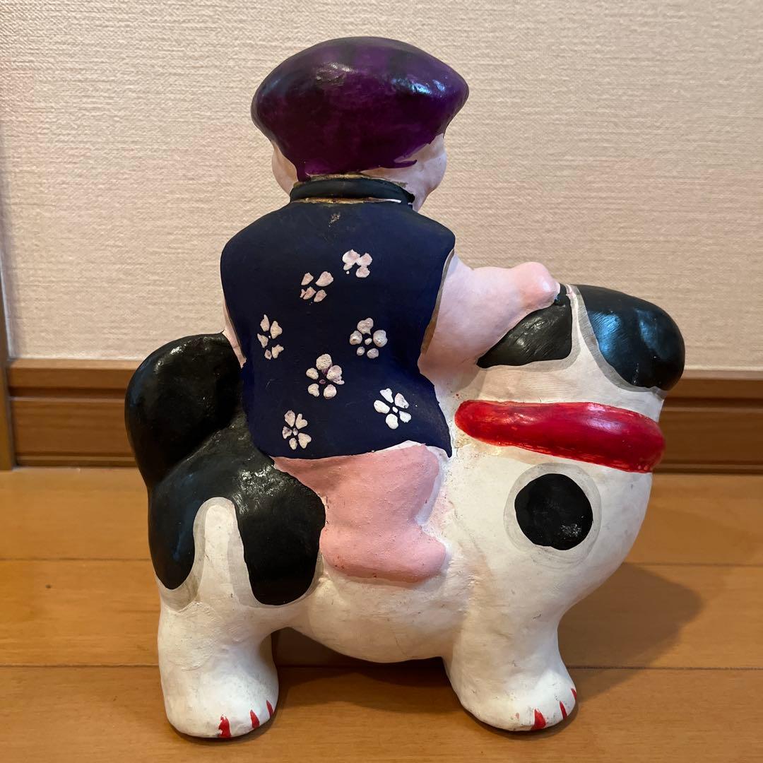 中野土人形　犬乗り童子　伝統工芸品　郷土玩具