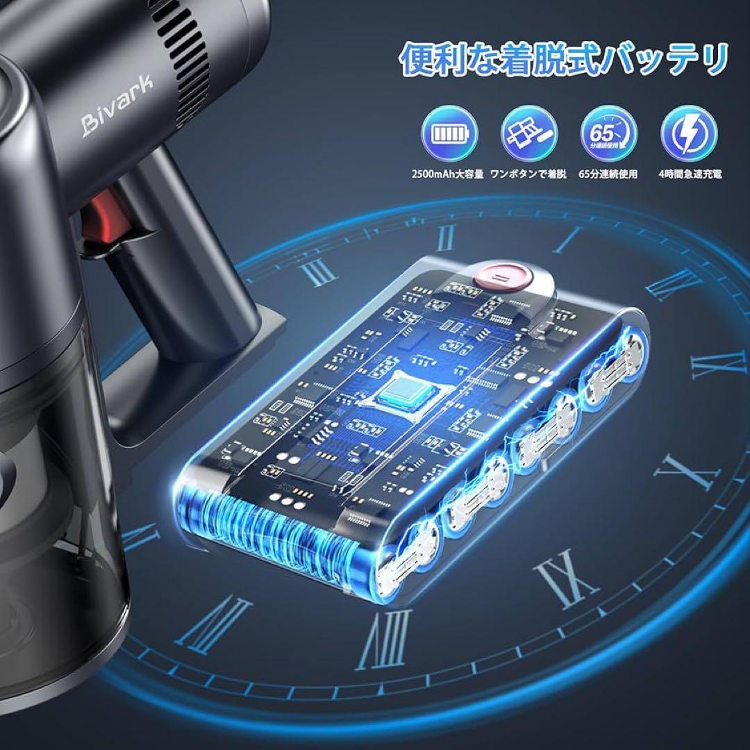 掃除機 コードレス2025最新型業界初グリーンLEDライト付＆50Kpa強力吸引