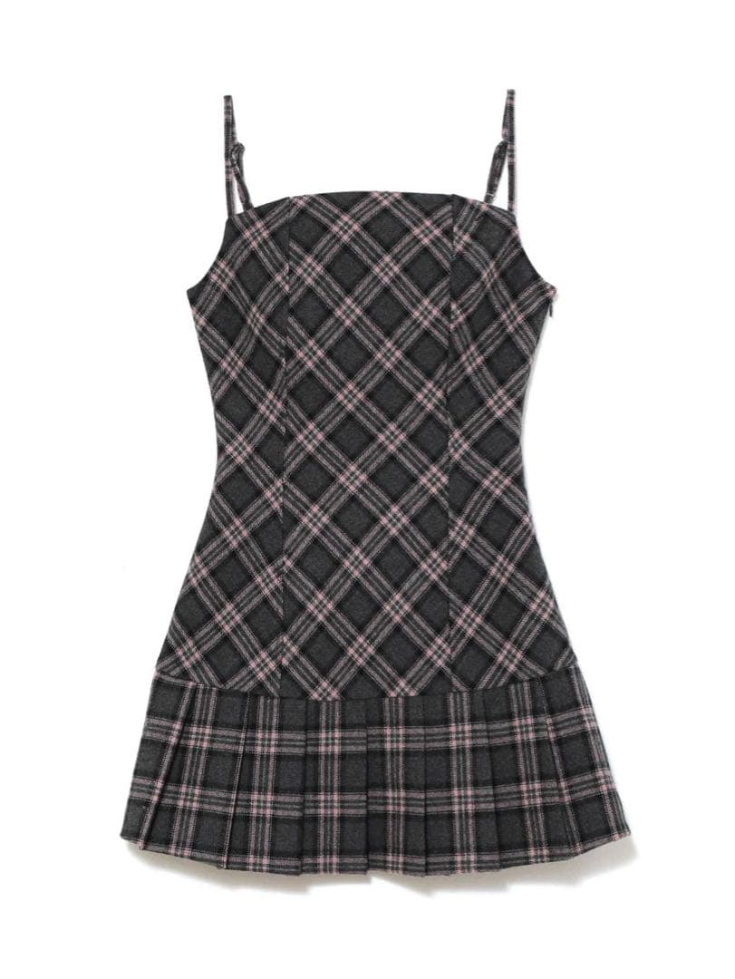 ワンピース andmary Selena check mini dress GRY gray