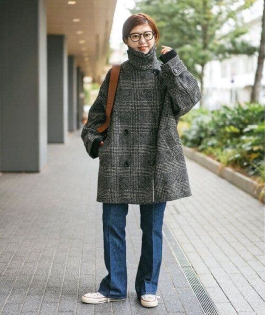 Spick & Span Wスライバーチェックハーフコート38