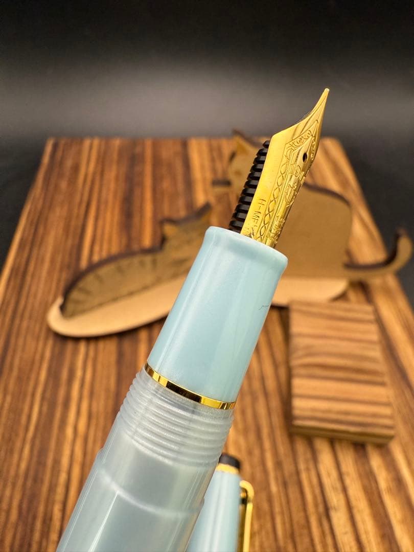SAILOR 万年筆 四季織 雪月空葉 春空 美品 14K MF
