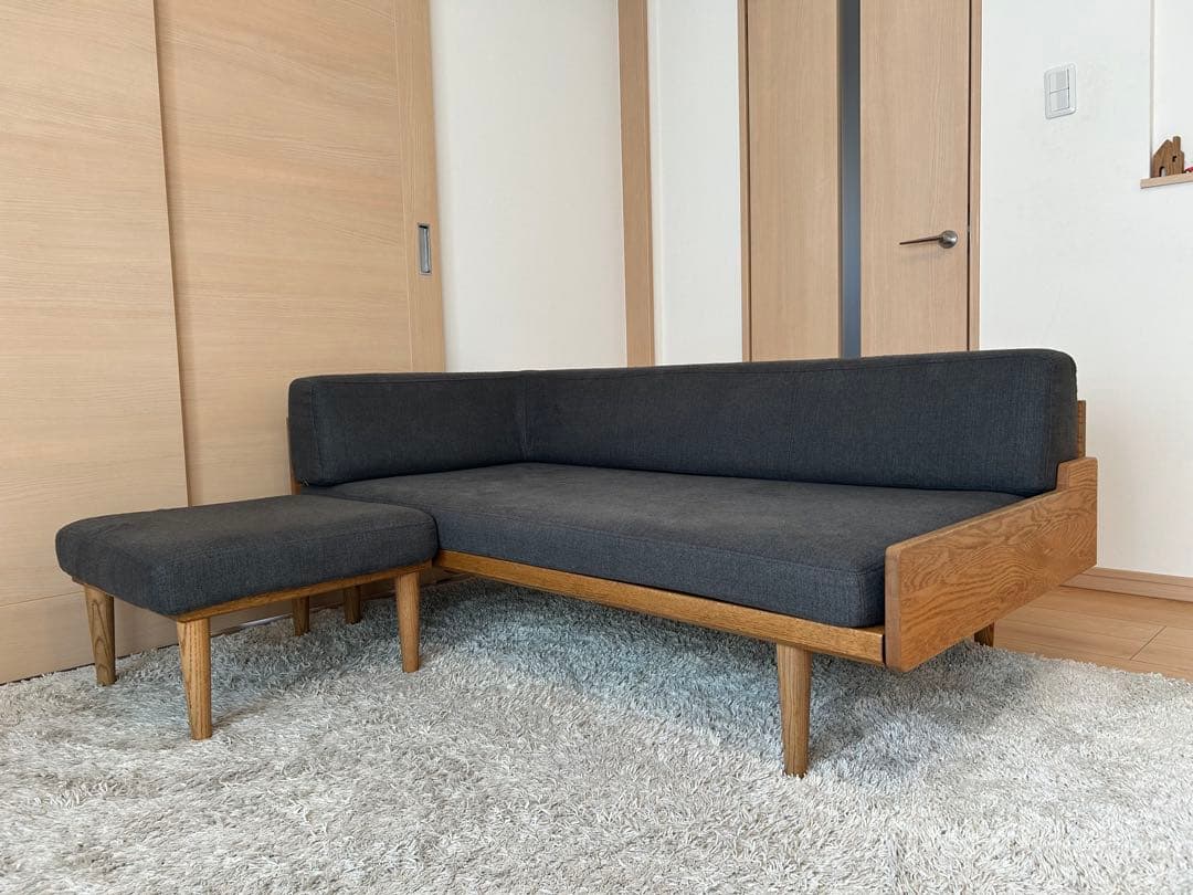 モモナチュラル DAY SOFAワンアームソファ 2.5人掛けソファ＆オットマン