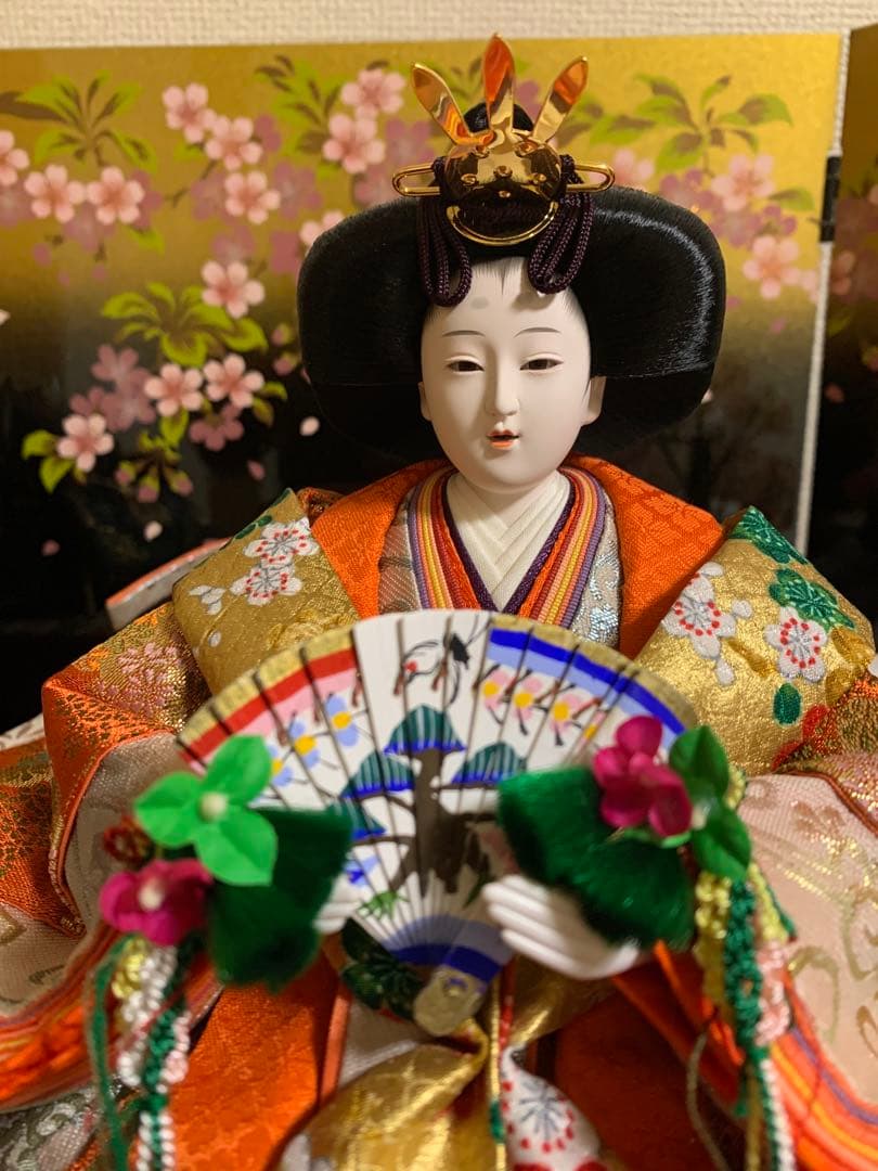【8日迄出品】京雅　小倉草園作　絶世の美男美女　親王飾り　十二単唐衣裳姿仕様