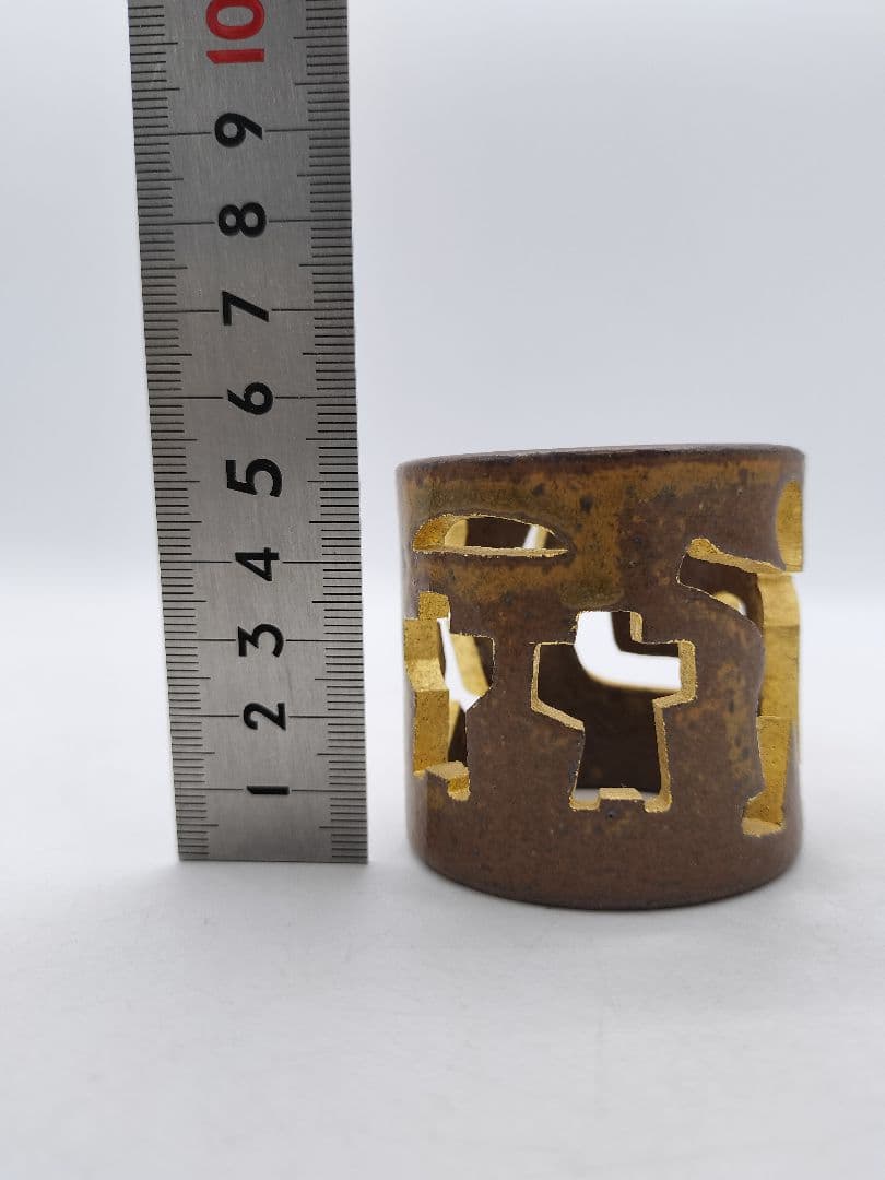c804【新品・未使用】蓋置 透古代紋 丹羽好一 茶道具 木箱 茶道具