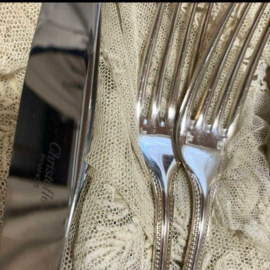 美品　フランス　クリストフル　パール　スプーンフォークナイフ２本ずつ