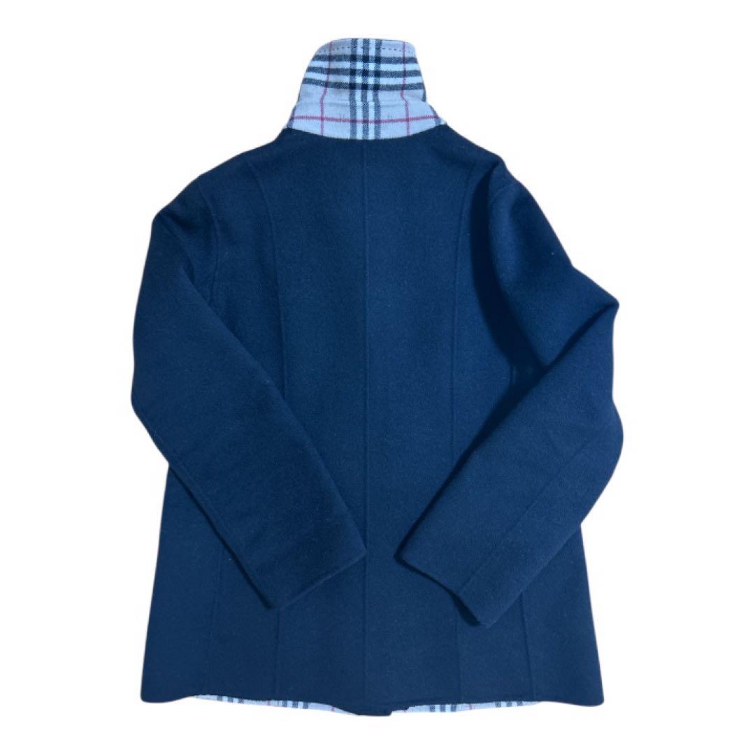 【美品】BURBERRYバーバリー黒ウールコート、カシミヤ混ノバチェックメンズM