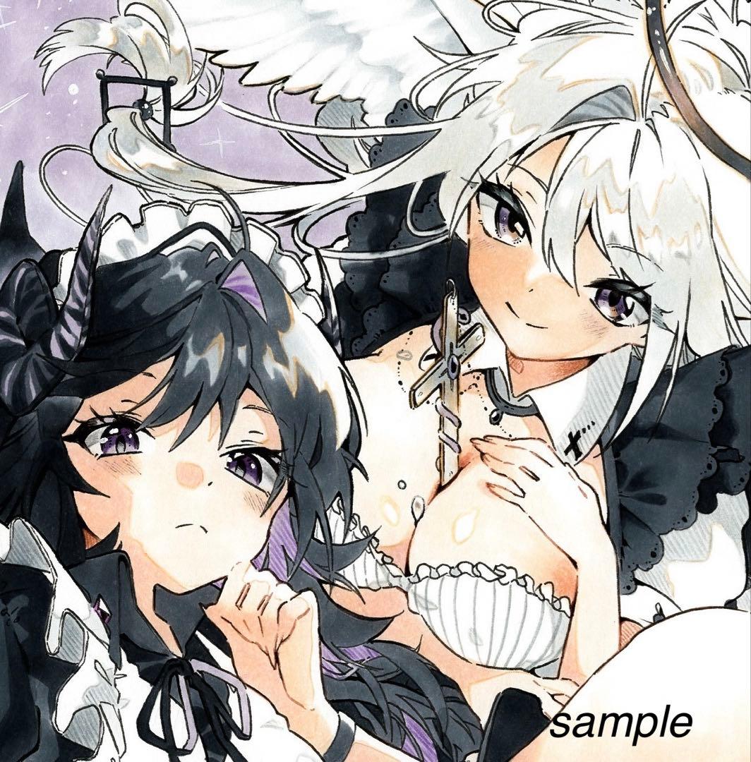 d*9様 【天使と悪魔の冥土様】オリジナル手描きイラスト☆アナログイラスト☆中色
