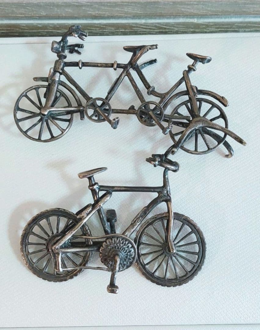 レア シルバー925 自転車 2台 セット 置き物