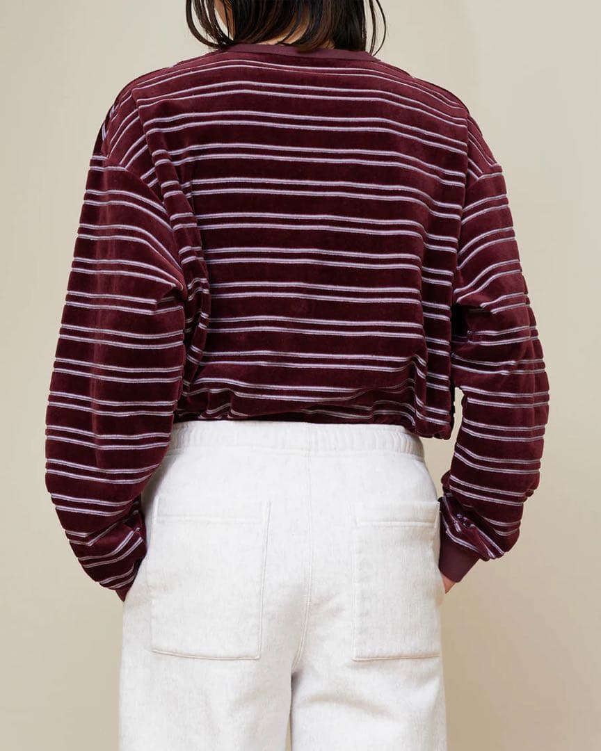 トップス pheeny 2025Velvet border L/S - burgundy