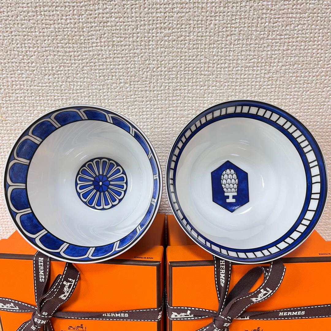 【新品 2個セット】エルメス　ブルーダイユール　ラージボウル