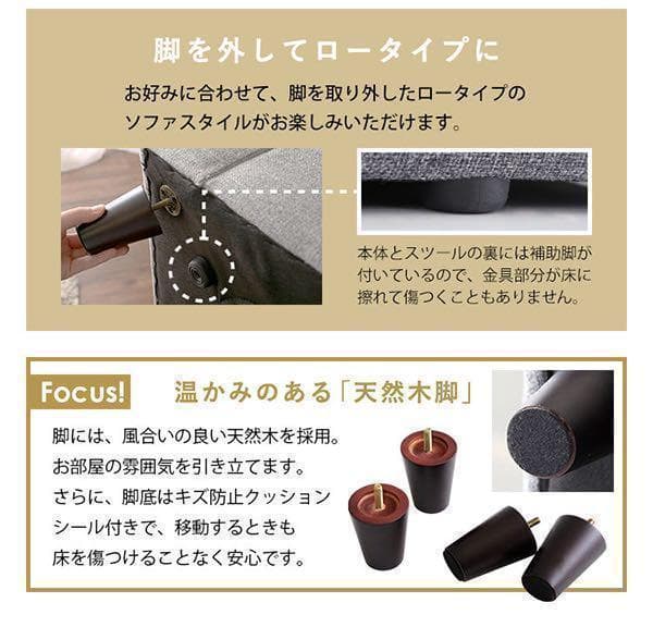 【新品・未開封】3人掛け カウチ ベッド ソファ　 ブラック　クッション付き