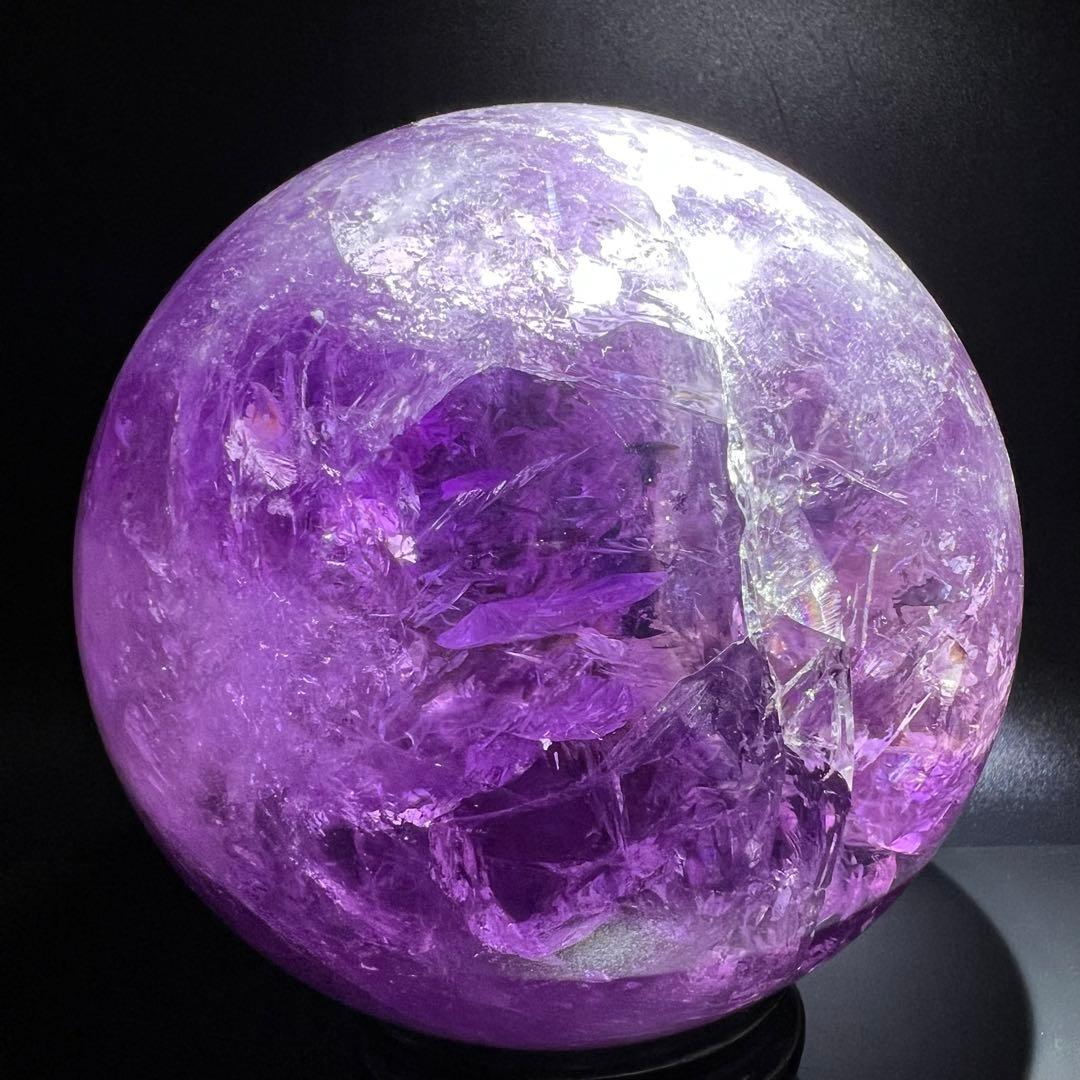 ☆幻品☆家宝級 極大逸品大宝珠☆レインボー ファントム アメジスト 丸玉 天然石