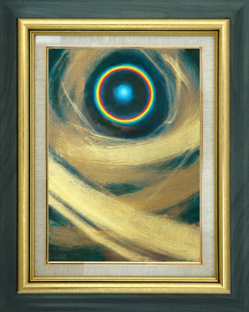 油絵 菅家令子 絵 絵画インテリア額付(黒) F4-G232023 風景祈り希望