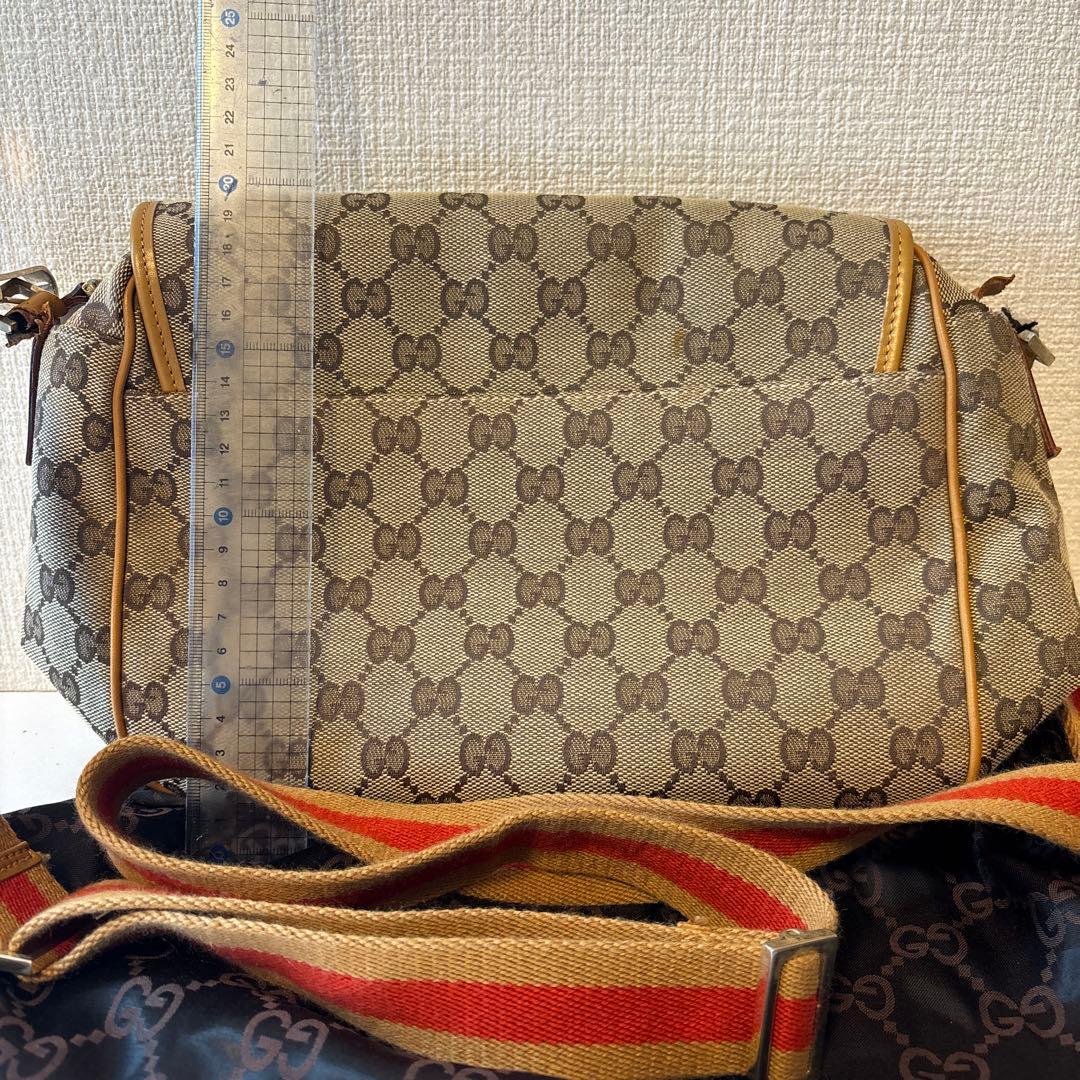 GUCCI ショルダーバッグGG キャンバス　シェリーラインレザー
