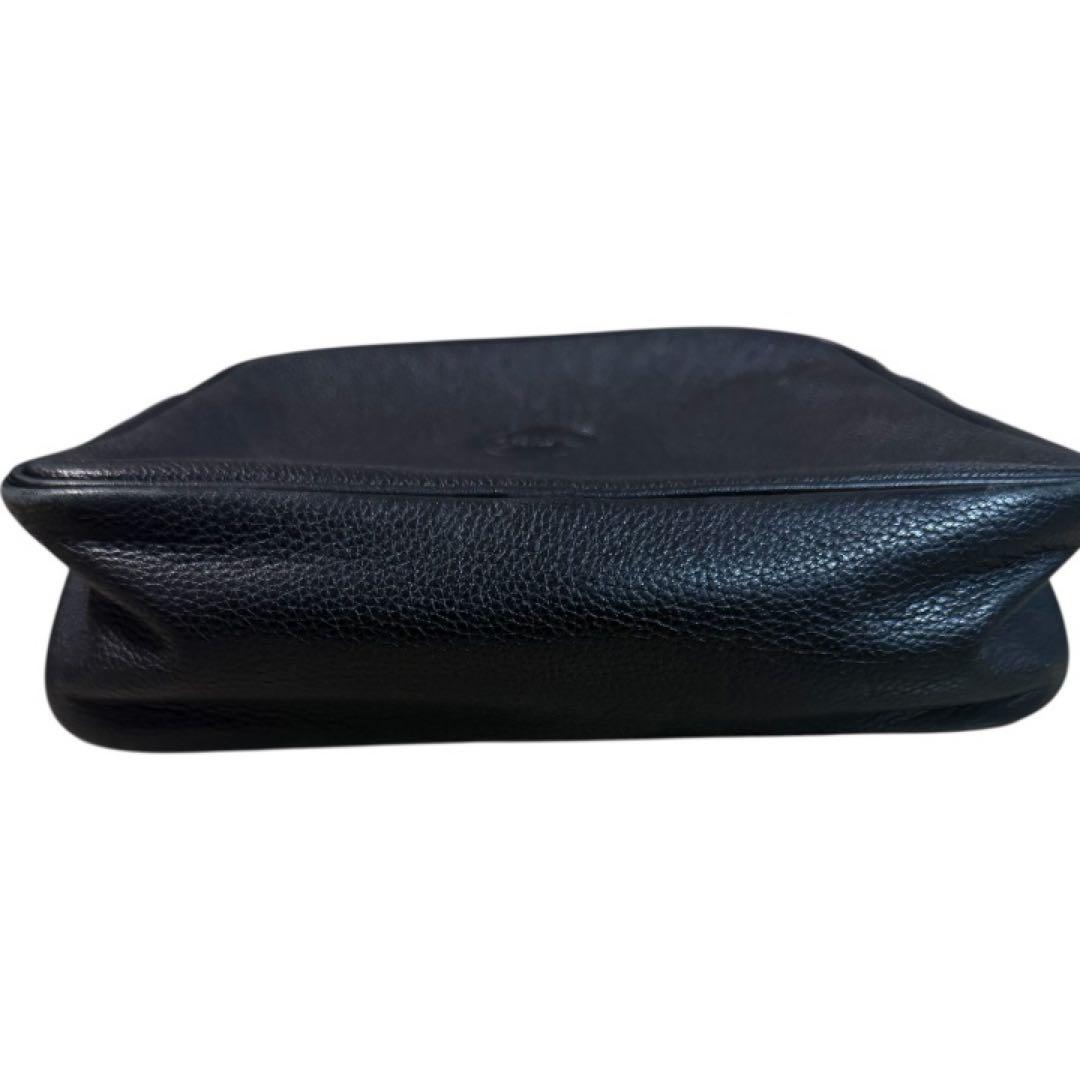 【美品】LONGCHAMP ブラックレザー ショルダーバッグ　斜めがけバッグ