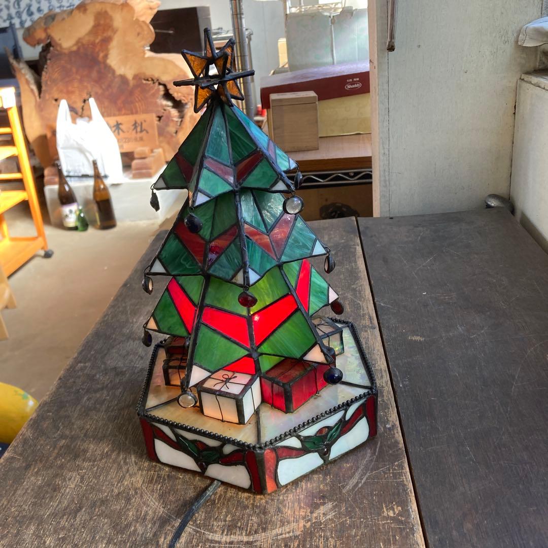 ビンテージ オーナメントグラス ステンドグラス クリスマスツリー 高さ33cm