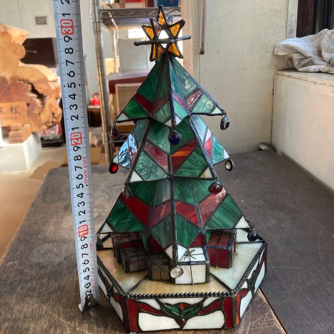 ビンテージ オーナメントグラス ステンドグラス クリスマスツリー 高さ33cm