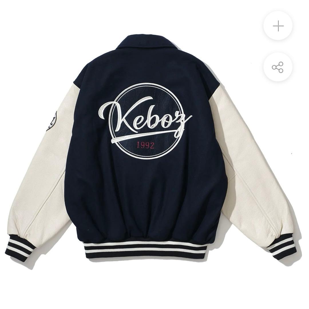 ジャケット・アウター KEBOZ MELTON & LEATHER VARSITY JACKET