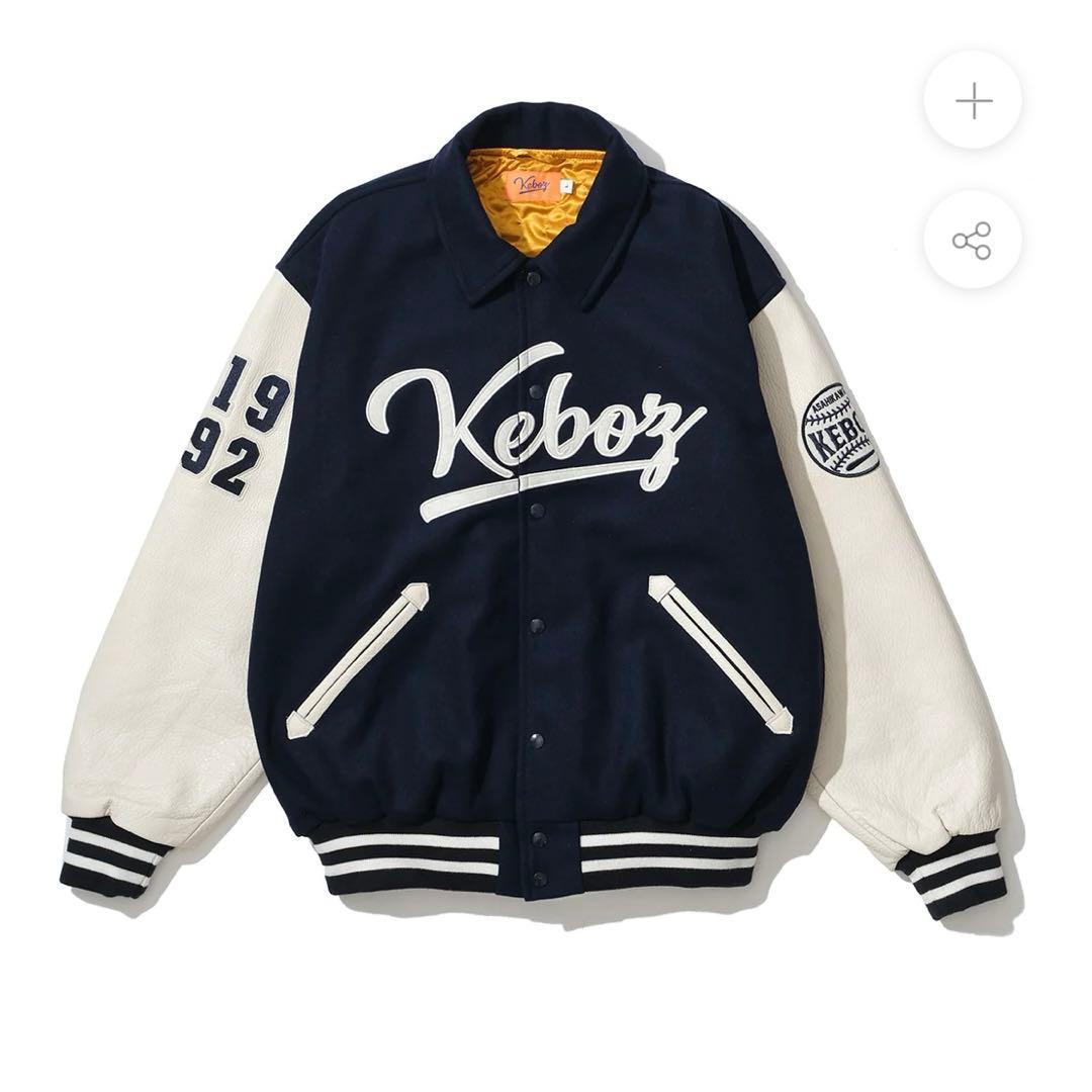 ジャケット・アウター KEBOZ MELTON & LEATHER VARSITY JACKET