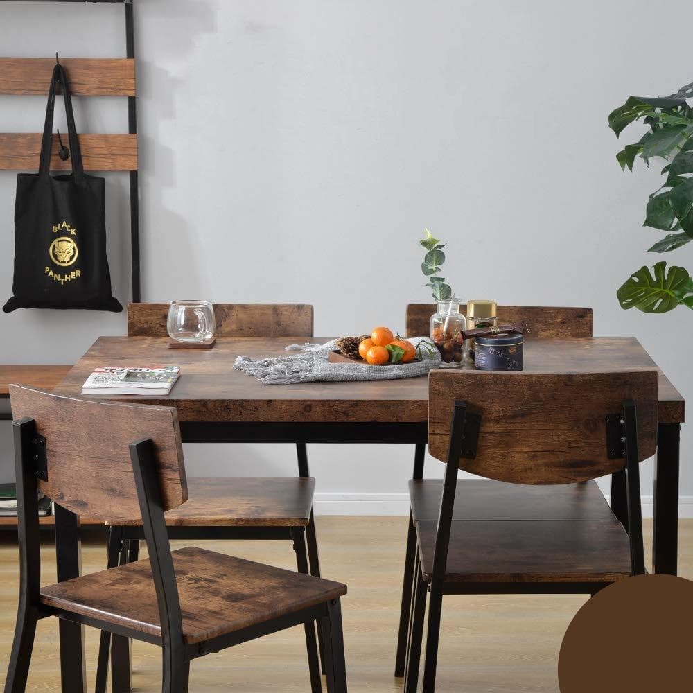 新品！超安！✨ダイニングセット 4人掛け5点セット 木目調　幅110　BROWN