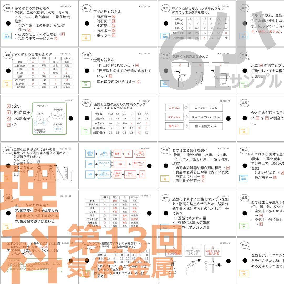 中学受験【6年上 理科 全セット1-17回】暗記カード 予習シリーズ 組分け
