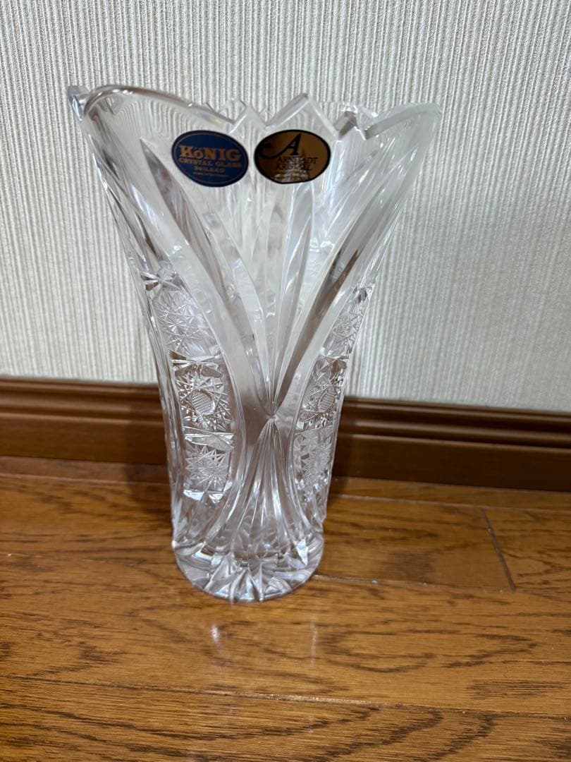 【美品】KONIG ケニッヒ クリスタルグラス ガラス 花瓶 花器 ドイツ製