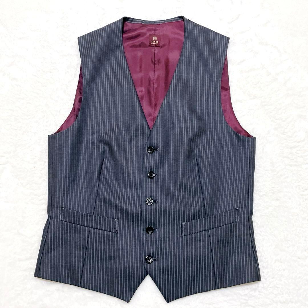 【美品】タケオキクチ　スーツ　セットアップ　 3ピース　ストライプ