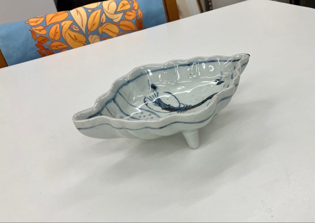 古伊万里 葉形 皿 えび