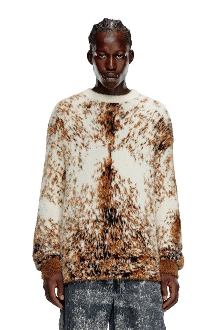 DIESEL ディーゼル 総柄 レオパード ニット クルーネック メンズ XL