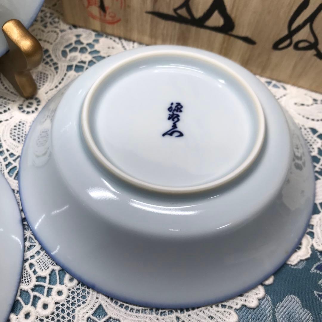源右衛門窯　染錦丸紋　丸皿　取皿　5枚1式　新品未使用　木箱入り