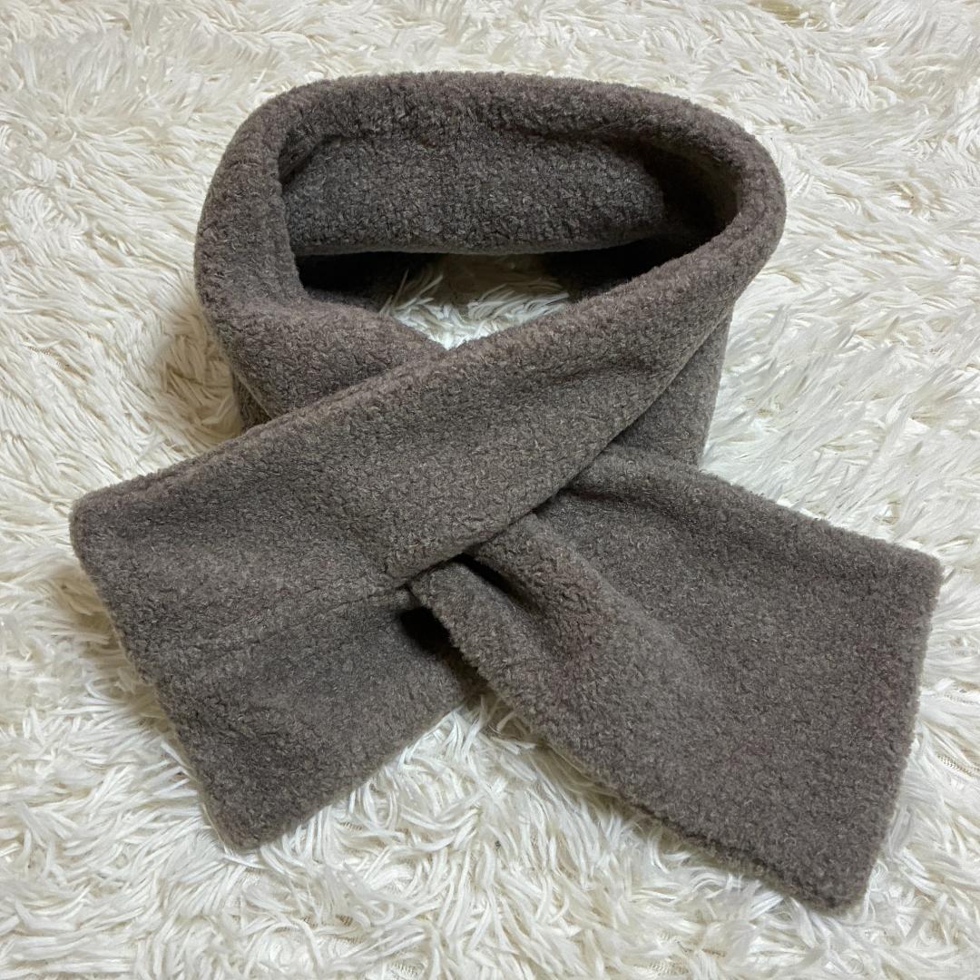 北欧、くらしの道具店　大人のためのウール混ボアコート（マフラー付）/モカブラウン