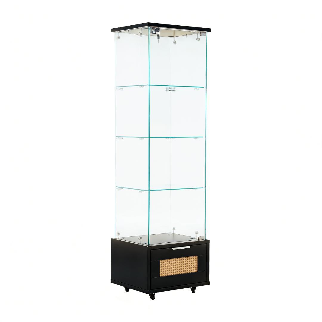 ブラック コレクションケース 引出し付 幅42.5×奥行36.5×高さ148cm