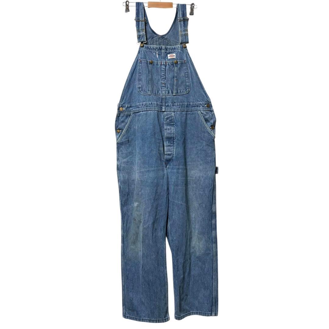 80〜90s USA製 Dickies デニムオーバーオール ヴィンテージ 40