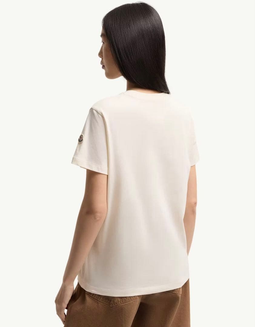 新品 モンクレール Tシャツ 2025 モンクレ ホワイトアイボリー