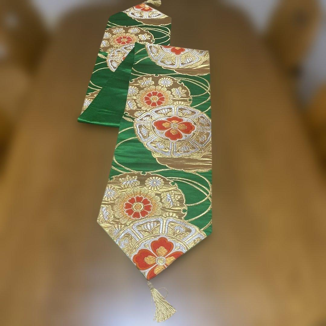 table runner 金彩古鏡文　帯リメイク　正絹