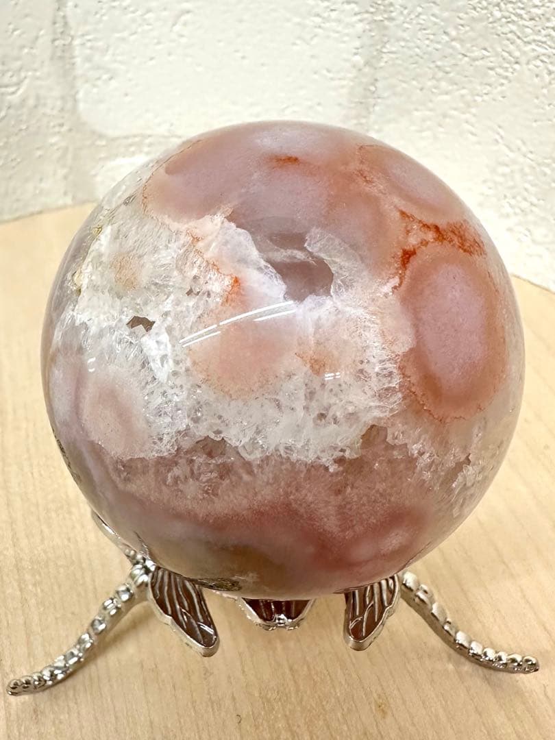 ピンクアメジスト　水晶　パイライト入　スフィア